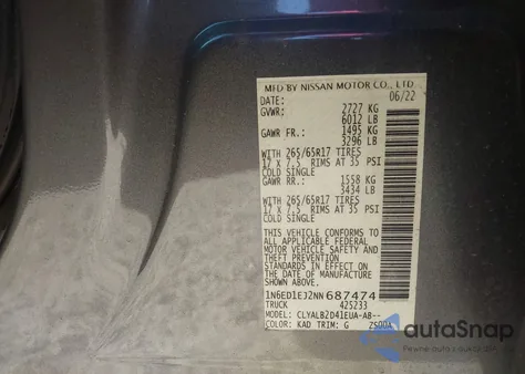 2022 Nissan Frontier Sv 4X2 из США, поврежденный, VIN 1N6ED1EJ2NN687474